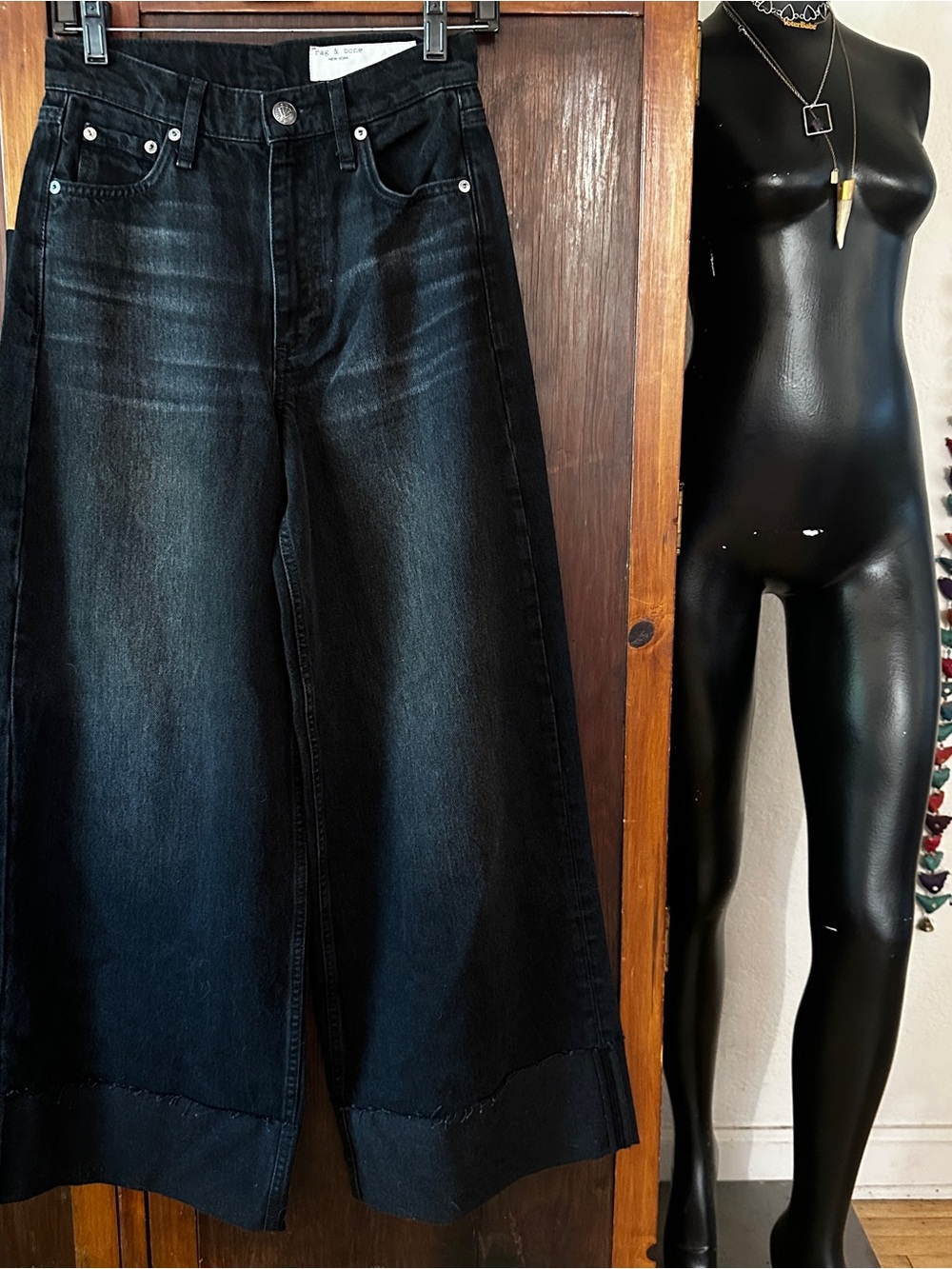 Rag & Bone The Sofia high-rise ultra wide cuffed ankle jeans NWT